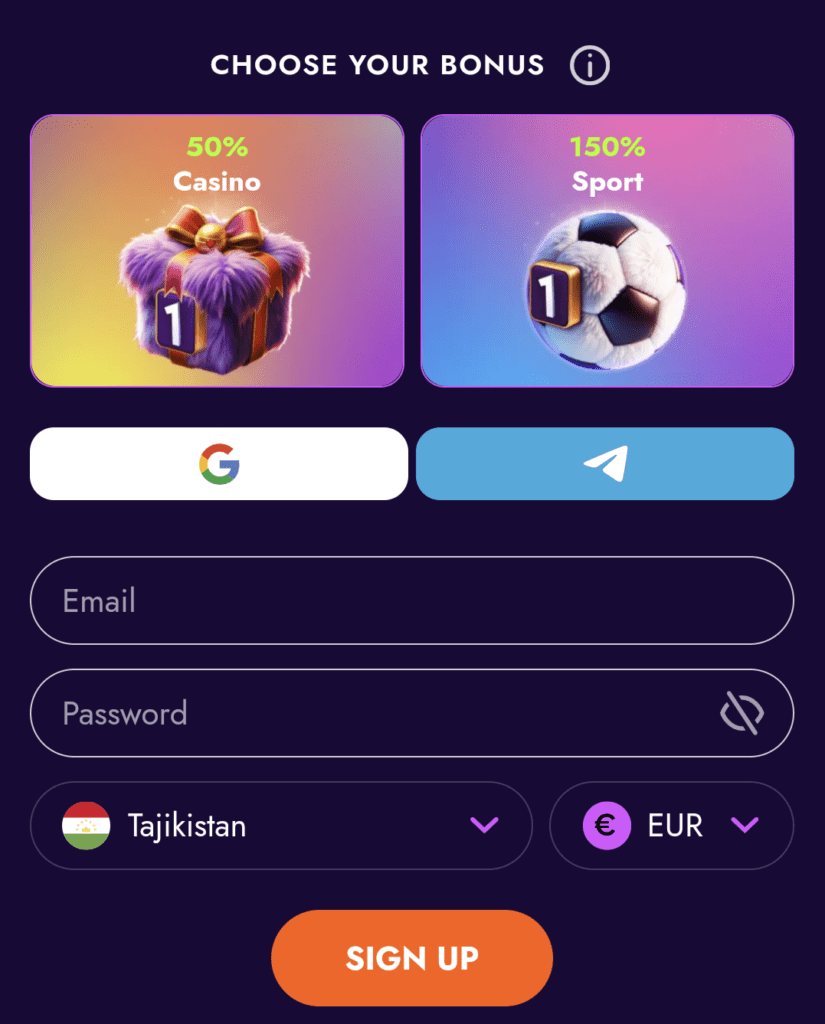 Регистрация в Irwin Casino